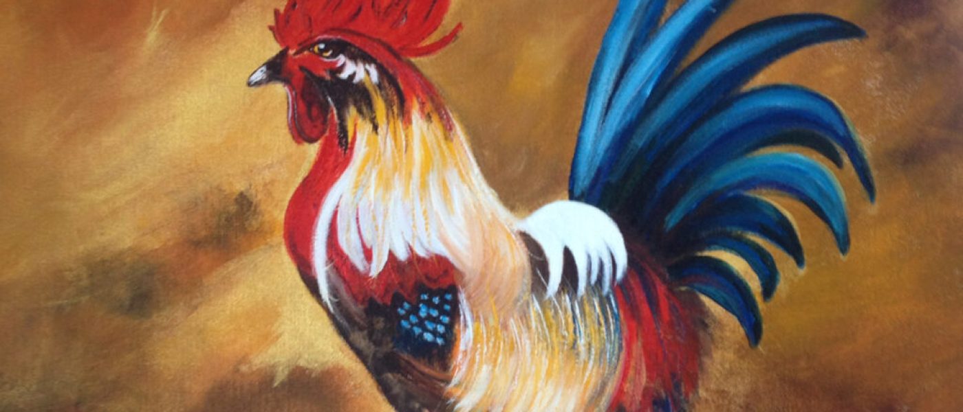 Cockadoodle Blue | Original Acrylic on Canvas } 24x24" | $425 | SOLD Prints Available