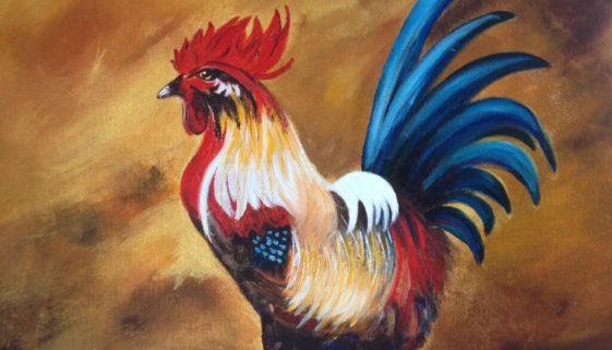 Cockadoodle Blue | Original Acrylic on Canvas } 24x24" | $425 | SOLD Prints Available
